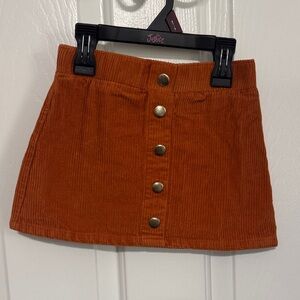 Isaac Mizrahi Rust Orange Corduroy Button-Front Mini Skirt